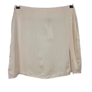 NWT Honor The Gift Cream High Waist Satin Mini Skirt With Side Slit Size L